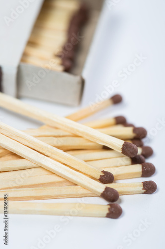 box of matches on a white