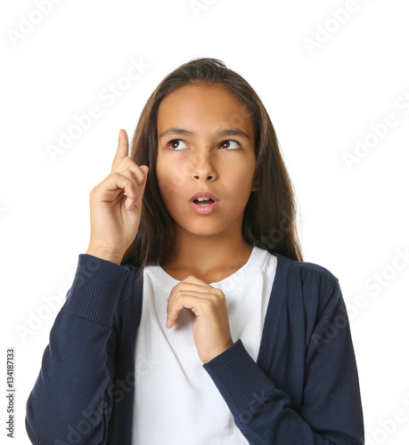 Cute girl on white background