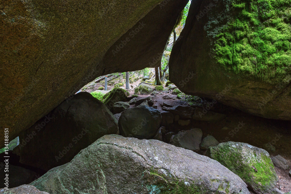 Hiking trail through the caves of of rocks Hiking trail through the caves of of rocks