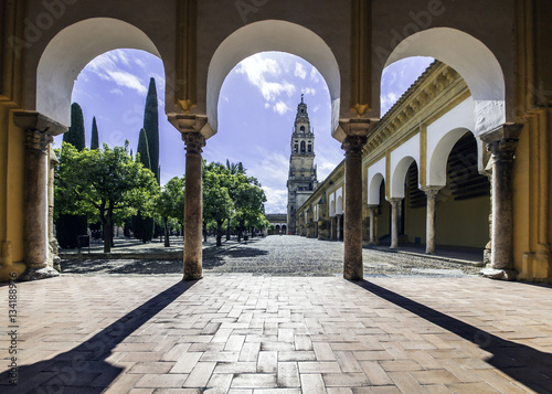 Court of the orange trees,Mosque of Cordova  is part of the Cathedral Mosque of Cordoba, and is undoubtedly the largest and oldest courtyard of the city of the year 786. photo