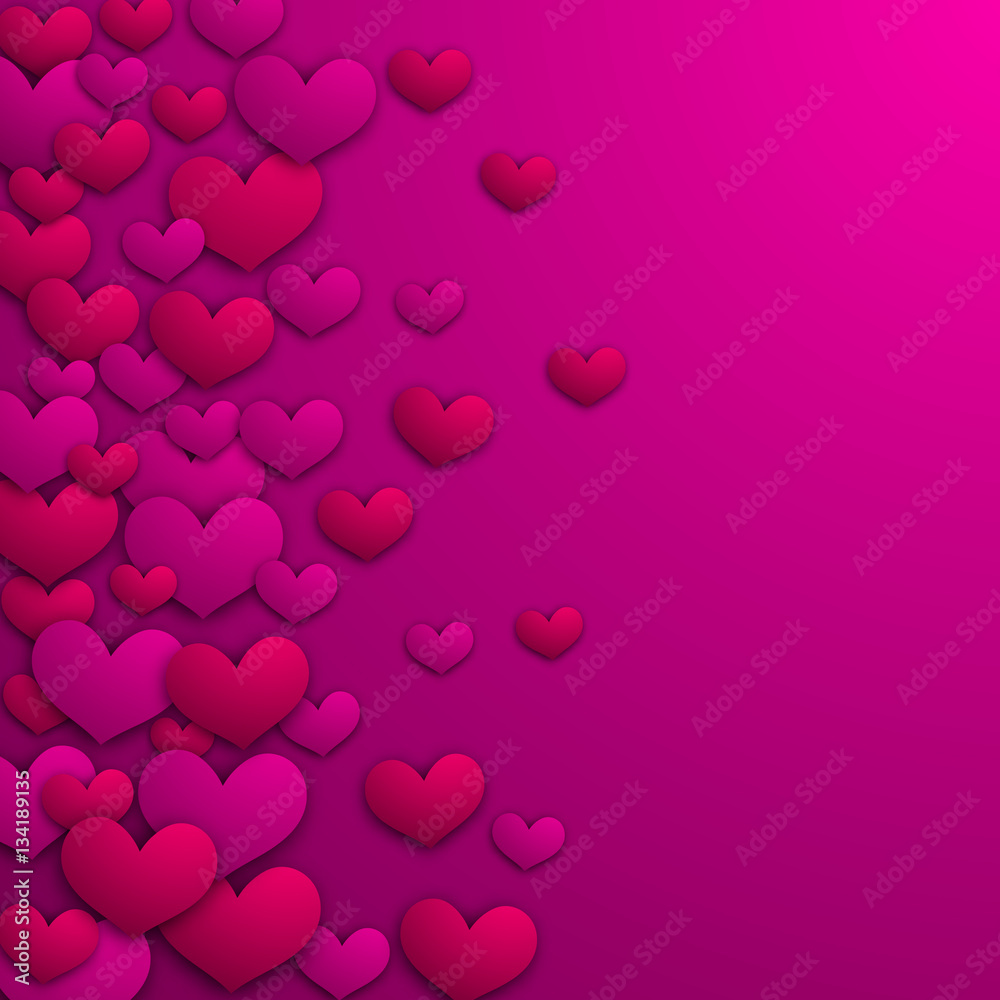 Valentines day card. Vector background with hearts