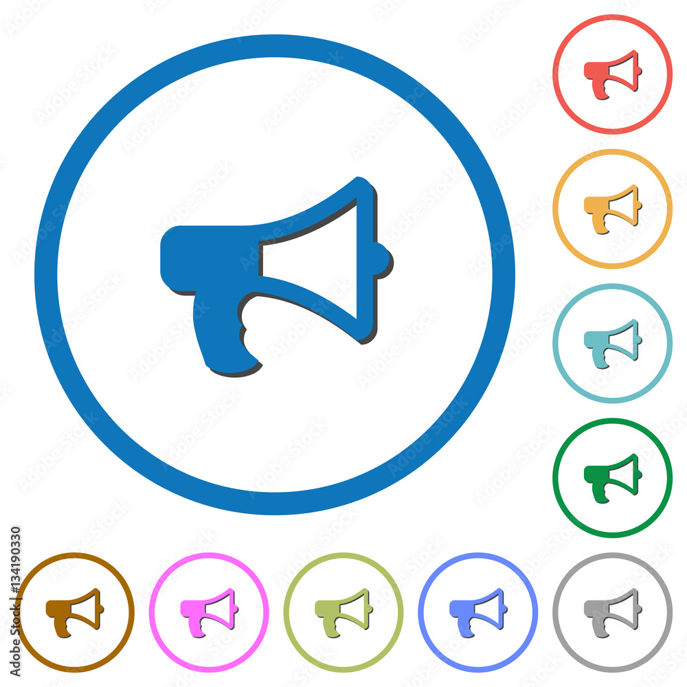Megaphone icons with shadows and outlines Megaphone icons with shadows and outlines