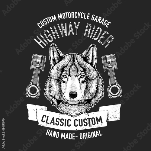 Wild wolf Vector image for motorcycle t-shirt, tattoo, motorcycle club, motorcycle logo