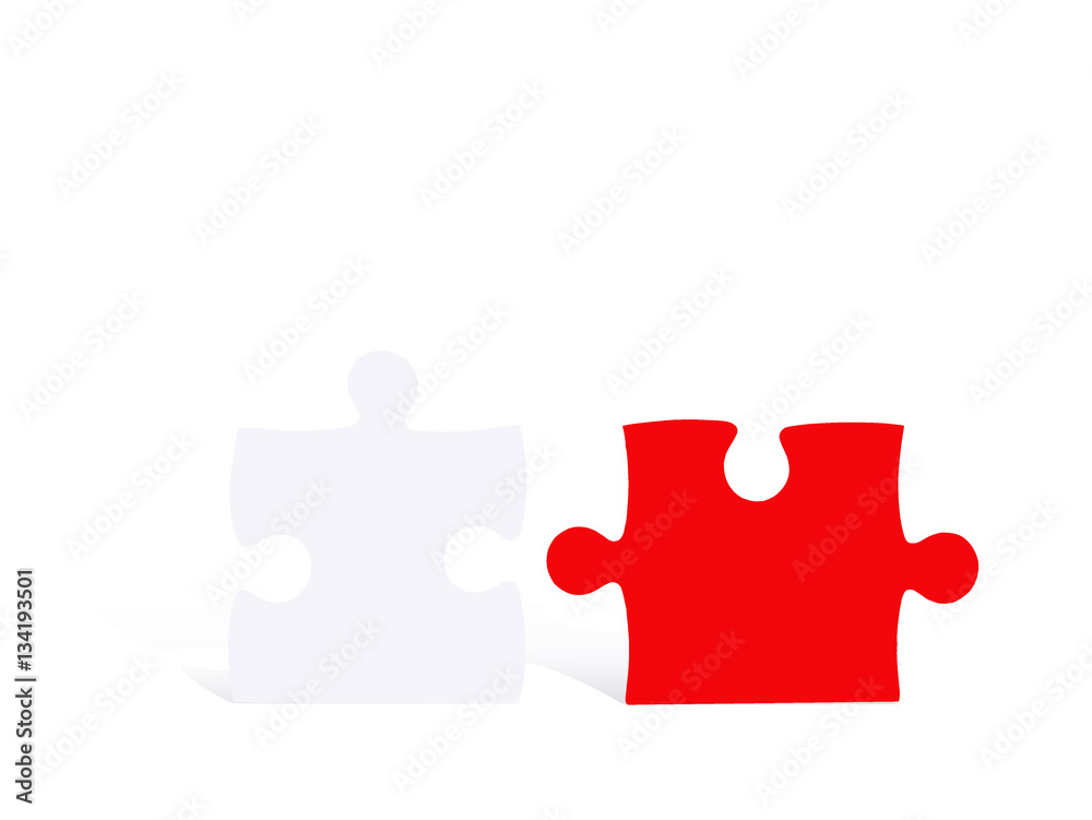 Red and white jigsaws isolated on white background, concept for business success. Red and white jigsaws isolated on white background, concept for business success.