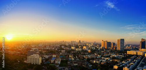 Photography Dawn and sunrise over the high building and cityscape