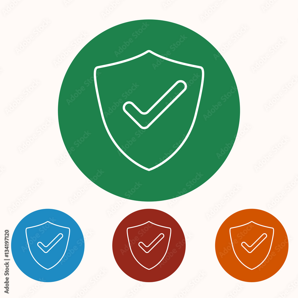 Shield check mark icons set. Vector illustration Shield check mark icons set. Vector illustration