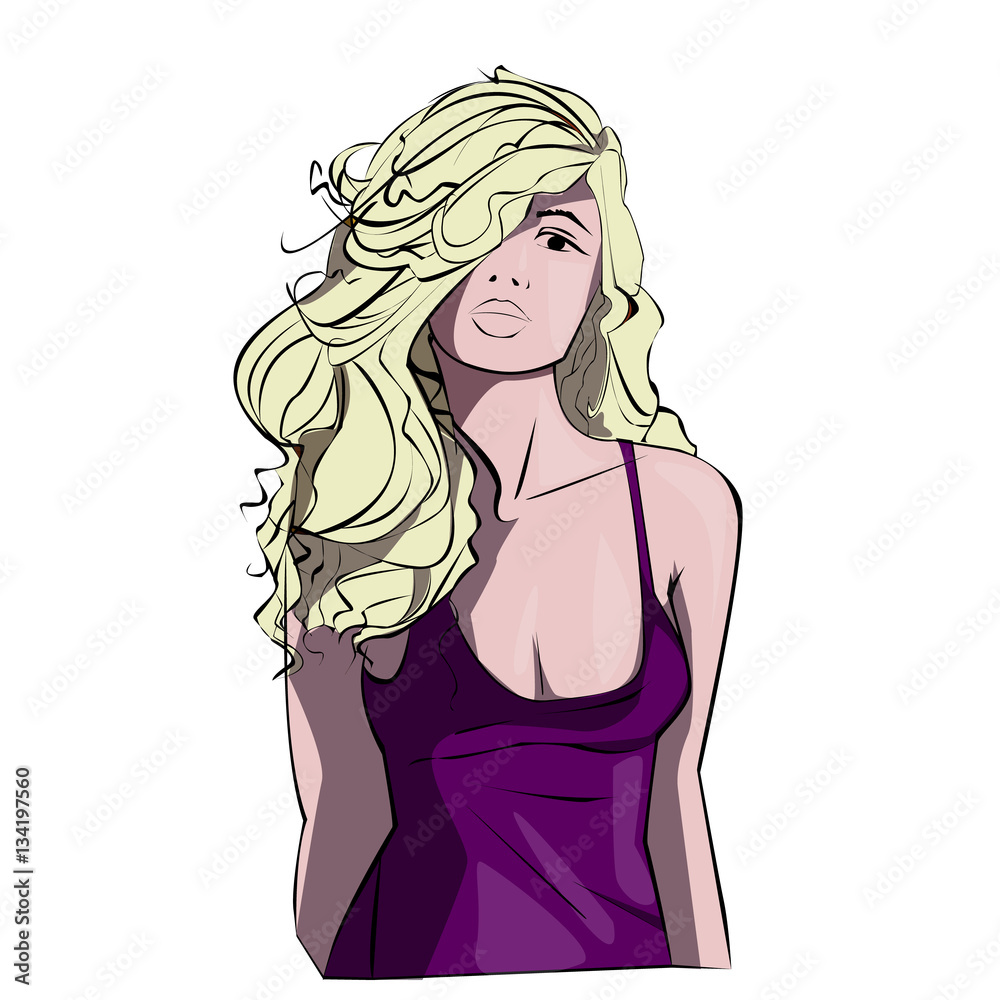 Girl in a t-shirt, hairstyle