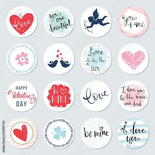 Valentines Day Circles Design Set. 