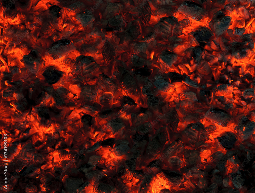 abstract background of smoldering wood coals