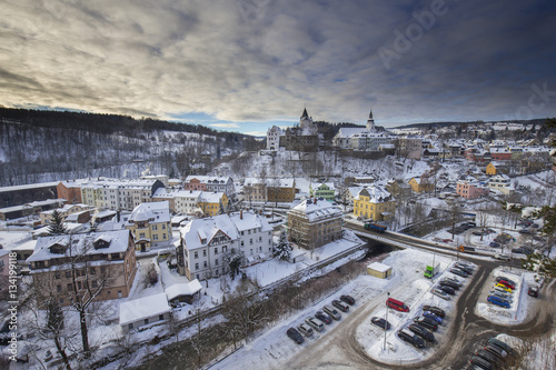 Schwarzenberg town from Ottenstein in winter photo