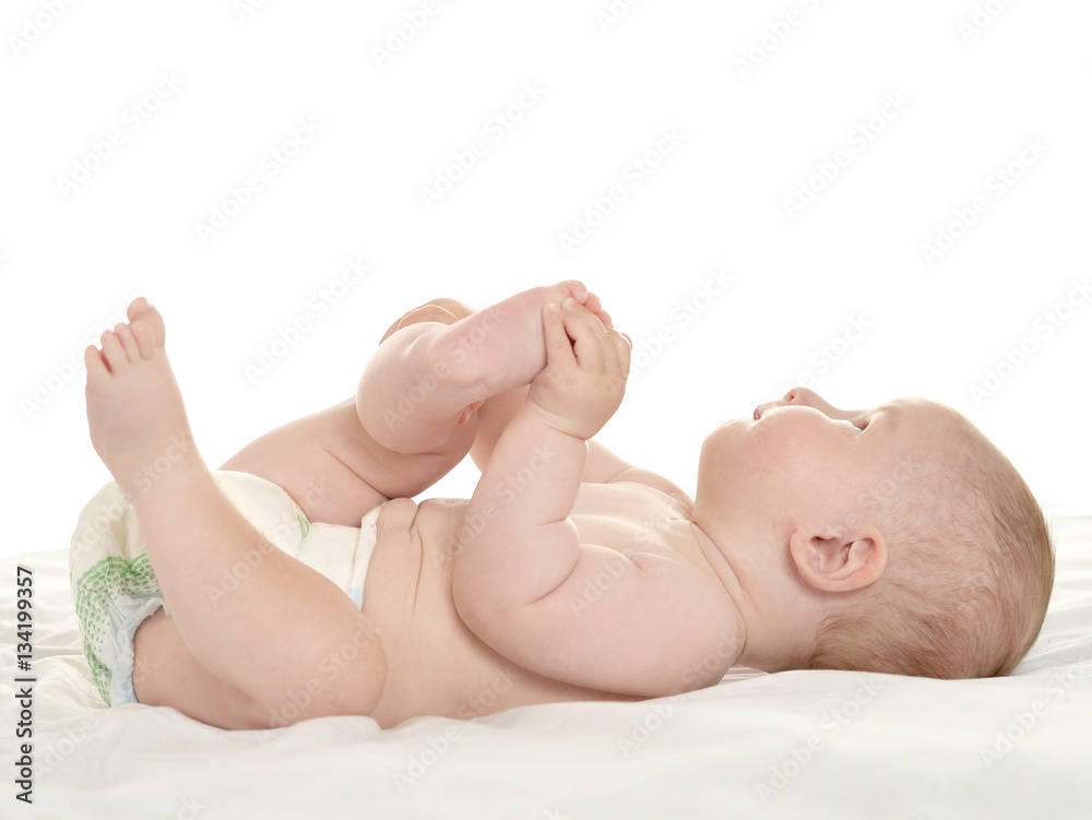 Baby girl lying on blanket Baby girl lying on blanket