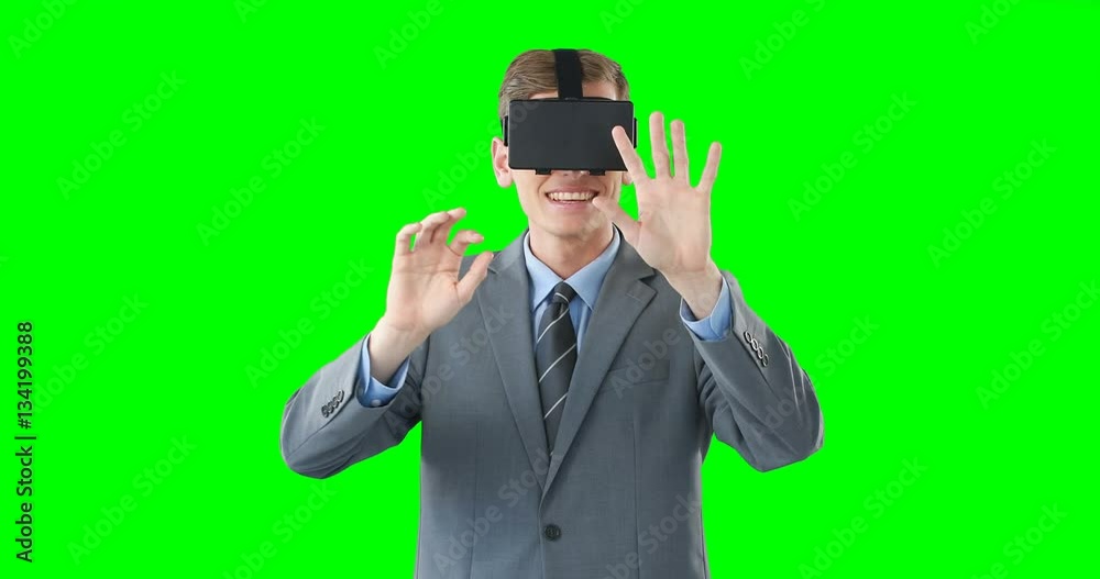Businessman using virtual glasses Businessman using virtual glasses