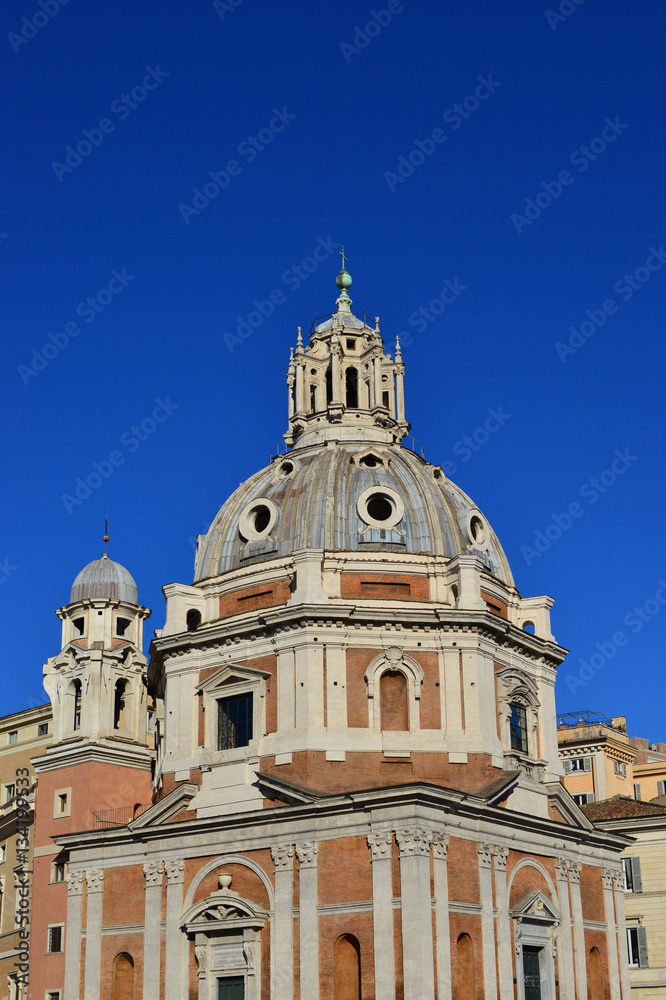 Saint Mary of Loreto beautiful dome, a transition from renaissance to baroque architecture in Rome