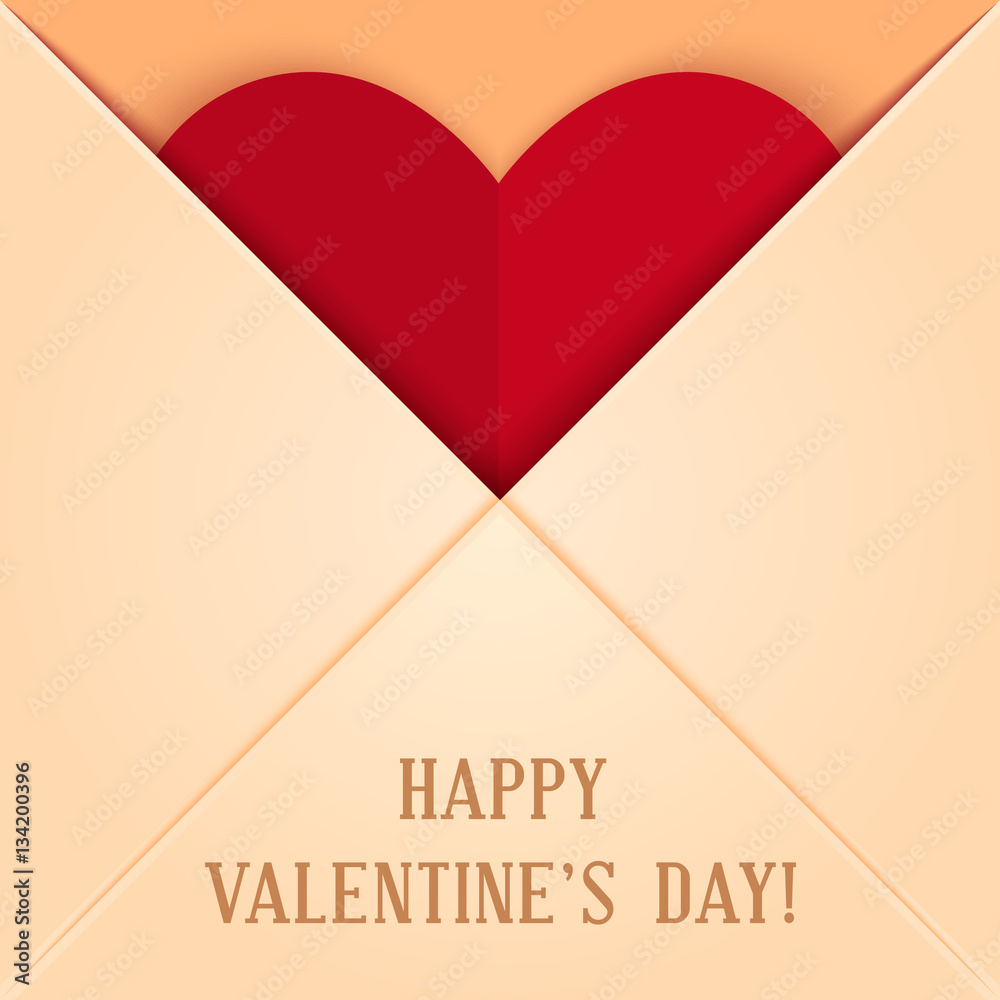 Envelope with Red Paper Heart Inside Envelope with Red Paper Heart Inside