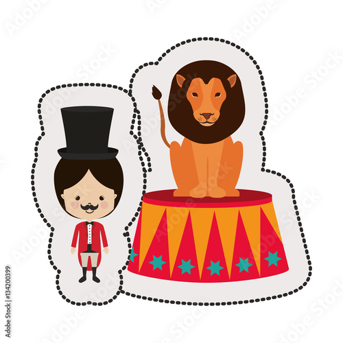 Circus tamer cartoon icon vector illustration graphic design