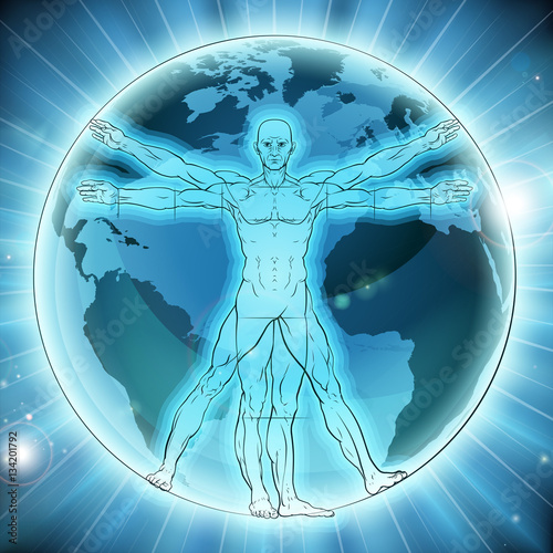Vitruvian Man Earth Globe W...