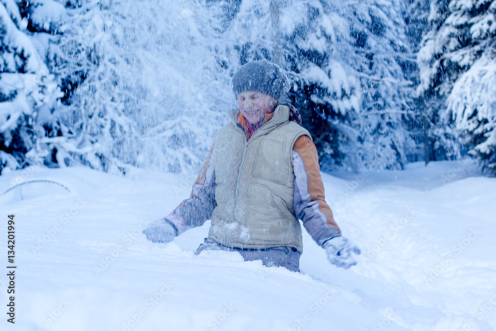 Little girl in snowy day