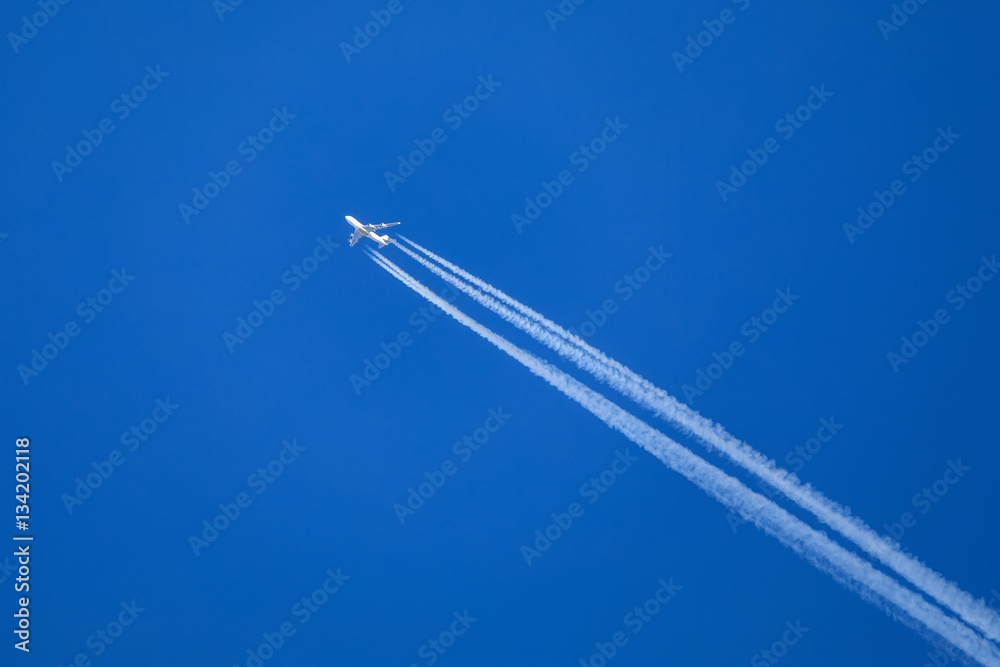 big airliner on clear blue sky big airliner on clear blue sky