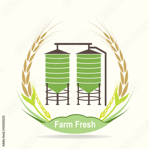 Agricultural Silo and wheat icon