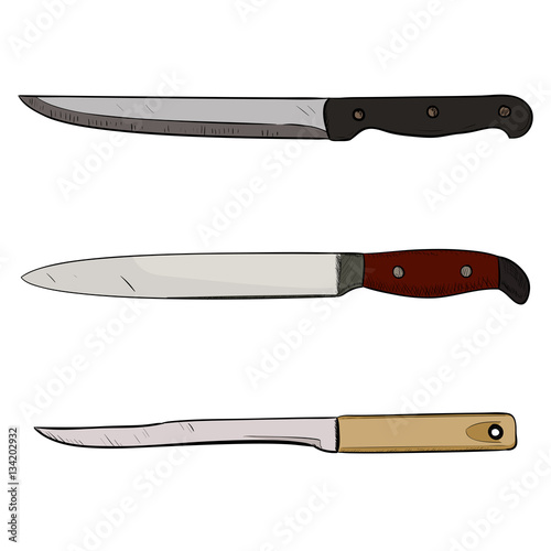 Vector color sketch of kitchen knives