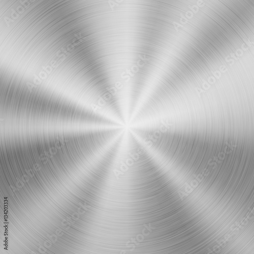 Metal abstract technology background with circular polished, brushed concentric texture, chrome, silver, steel, aluminum for design concepts, web, prints, wallpapers, interfaces. Vector illustration.
