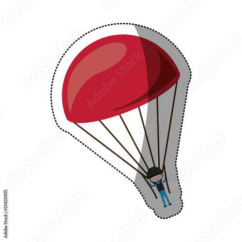 Skydiving extreme sport icon vector illustration graphic design