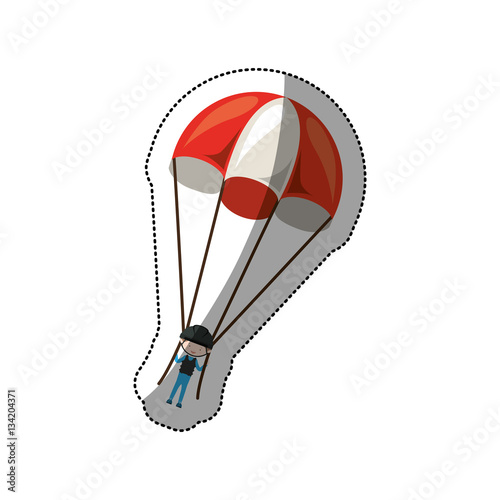 Skydiving extreme sport icon vector illustration graphic design