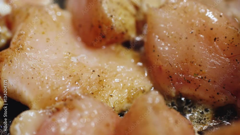 Fresh and delicious chicken fried in a pan. Tasty and healthy food Fresh and delicious chicken fried in a pan. Tasty and healthy food