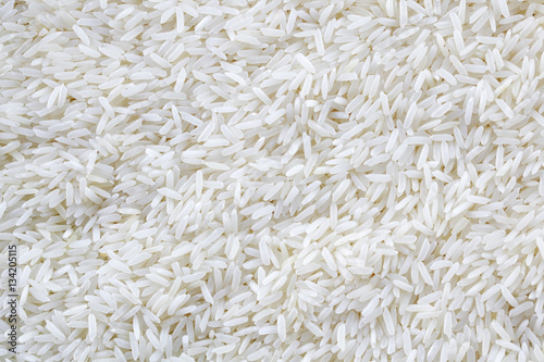 close up of white polished rice grain
