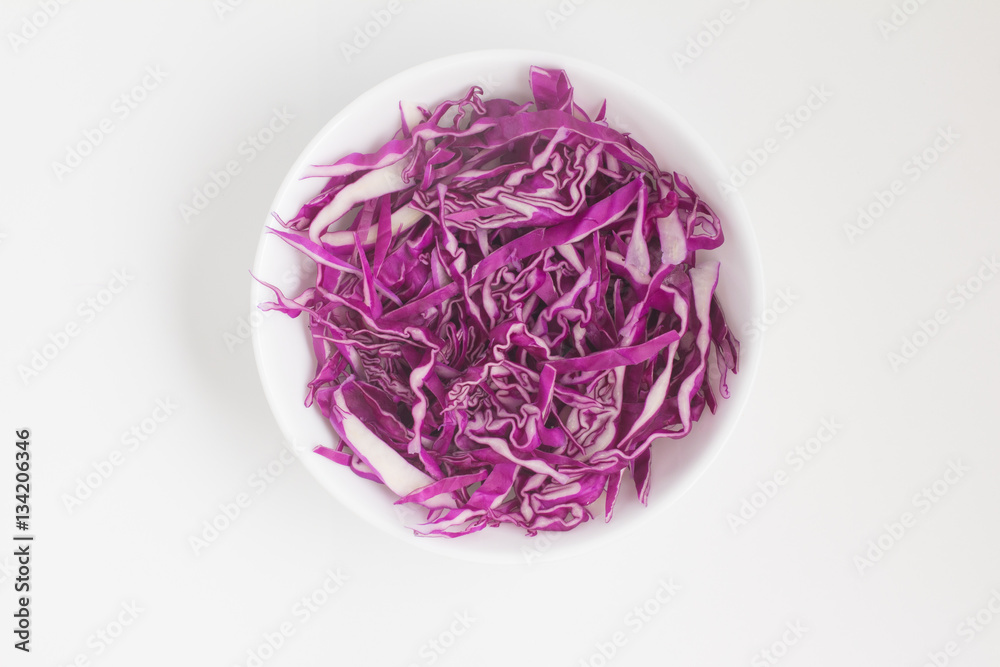 Cabbage Sliced into a bowl