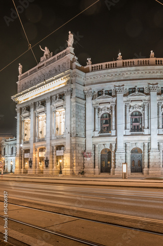 Vienna, Austria, city theater (Burgtheater) on Universitatsring street in the night