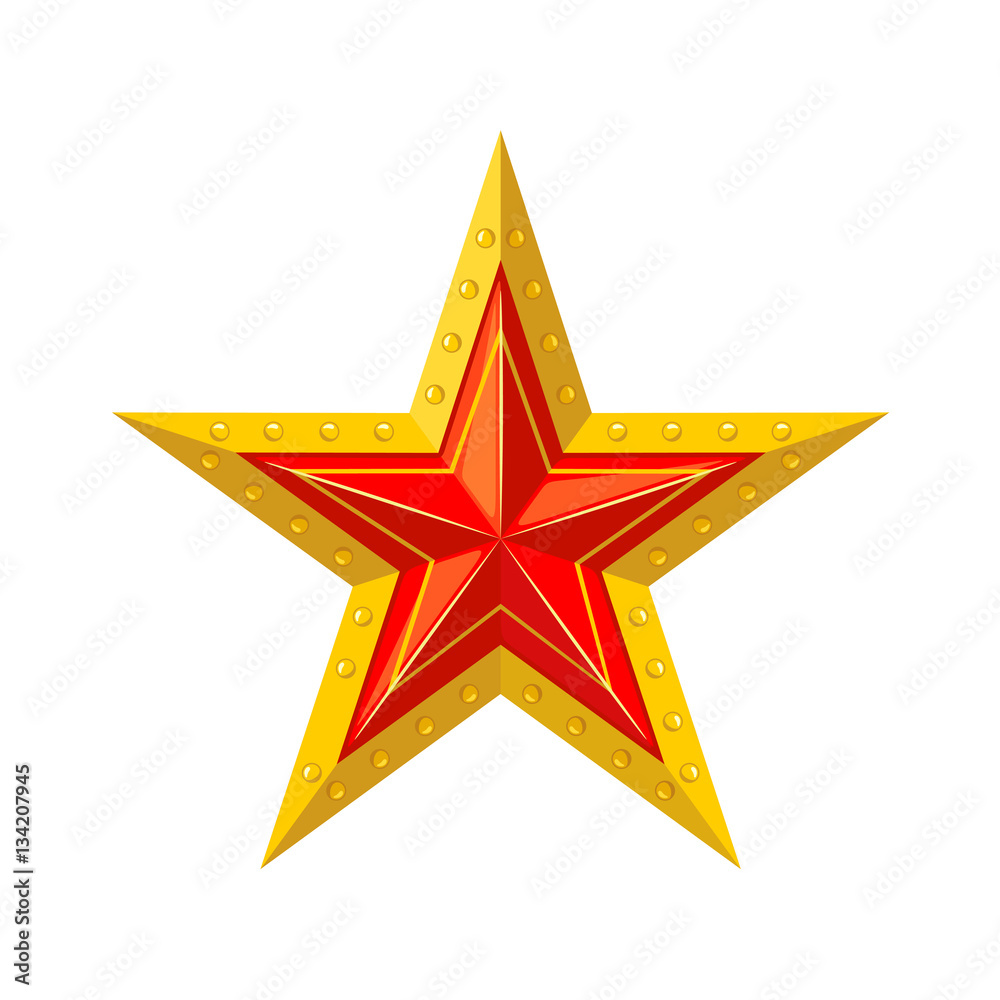 Red star with gold edging icon. Red star with gold edging icon.
