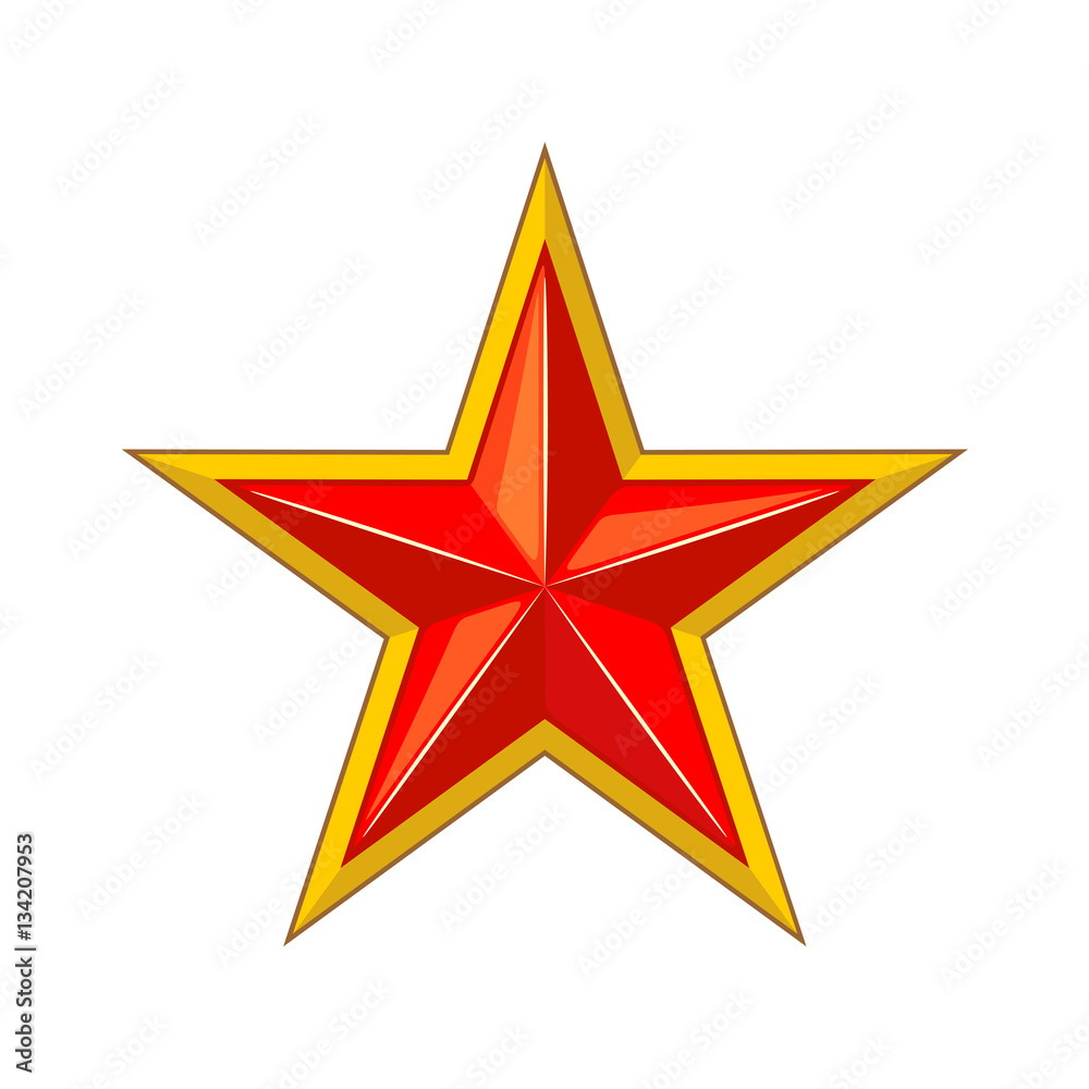 Obraz premium Red star with gold edging icon.