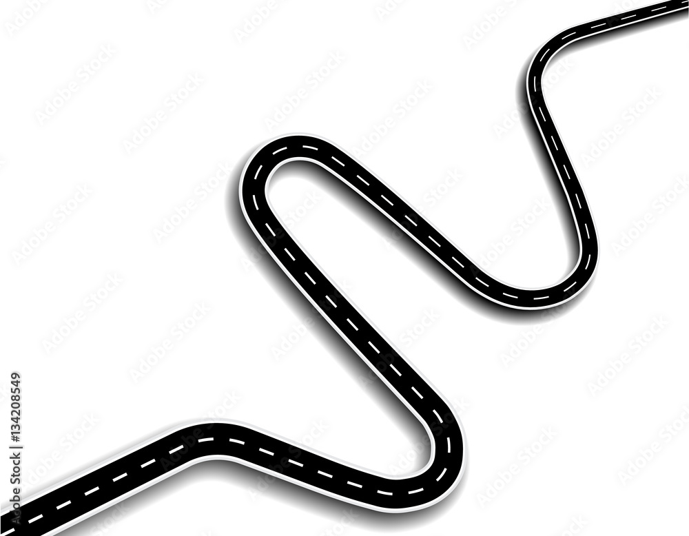 Winding road with white markings. 3d. illustration Winding road with white markings. 3d. illustration