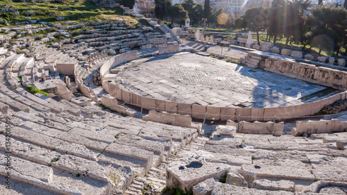 Remains of the Theatre of Dionysus in Acropolis of Athens, Attica, Greece