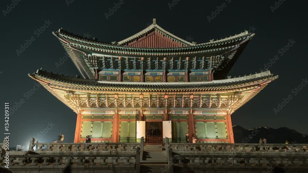 Timelapse at Gyeongbokgung Palace by night, Seoul, South Korea, 4K Time lapse Timelapse at Gyeongbokgung Palace by night, Seoul, South Korea, 4K Time lapse