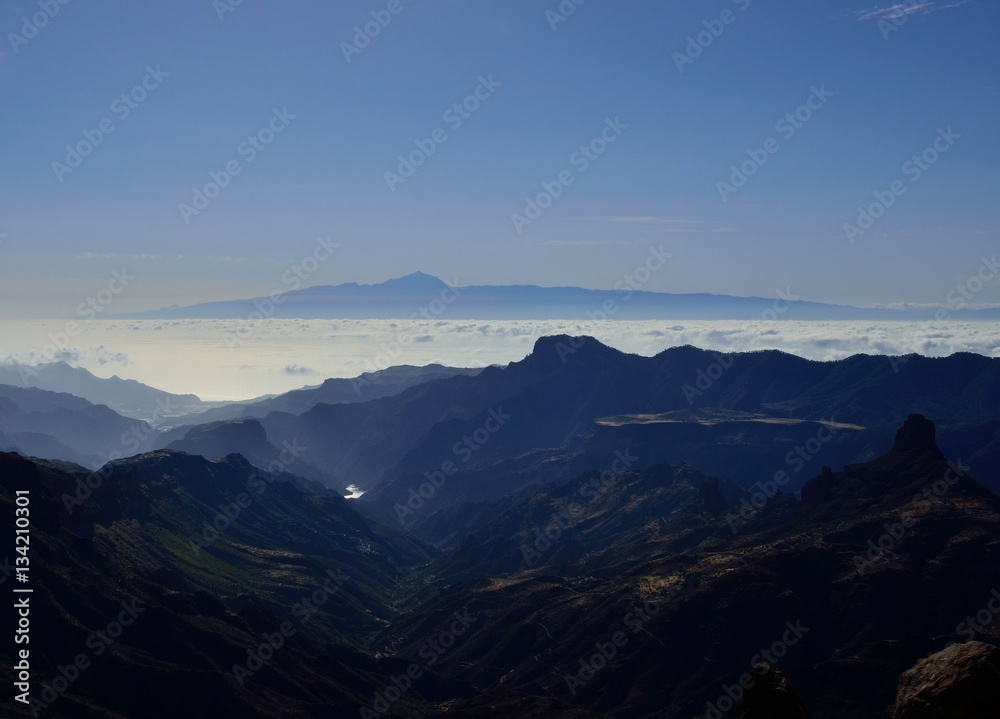 Mountains of Gran canaria and Tenerife in background, Canary islands