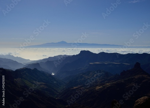 Mountains of Gran canaria and Tenerife in background, Canary islands