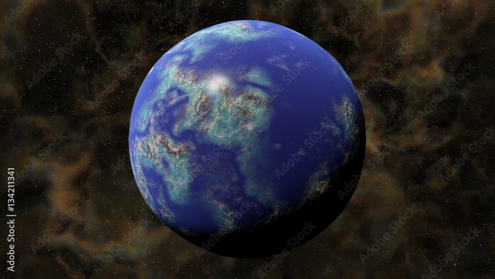 Fototapeta premium beautiful earthlike planet in deep space orbiting a bright sun