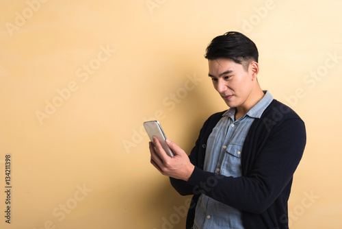man using smartphone
