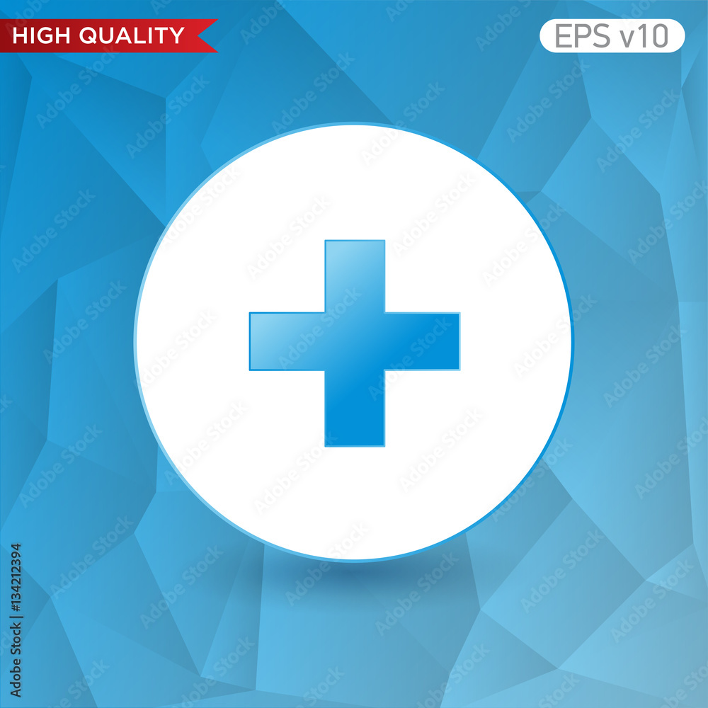 Fototapeta premium Colored icon or button of plus symbol with background