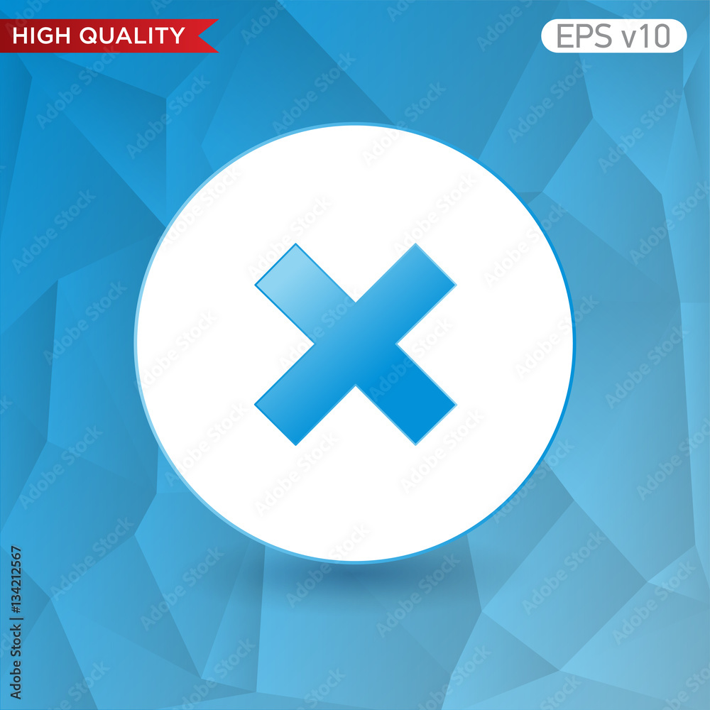 Obraz premium Colored icon or button of delete or cross symbol with background