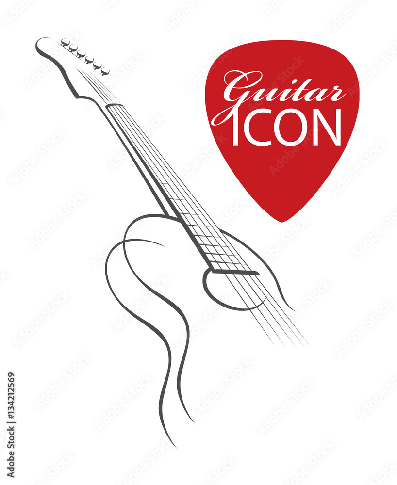 Fototapeta premium monochrome abstract image of guitar with red pick