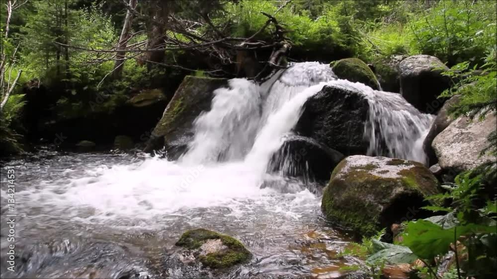 Small waterfall pond and rocks Small waterfall pond and rocks