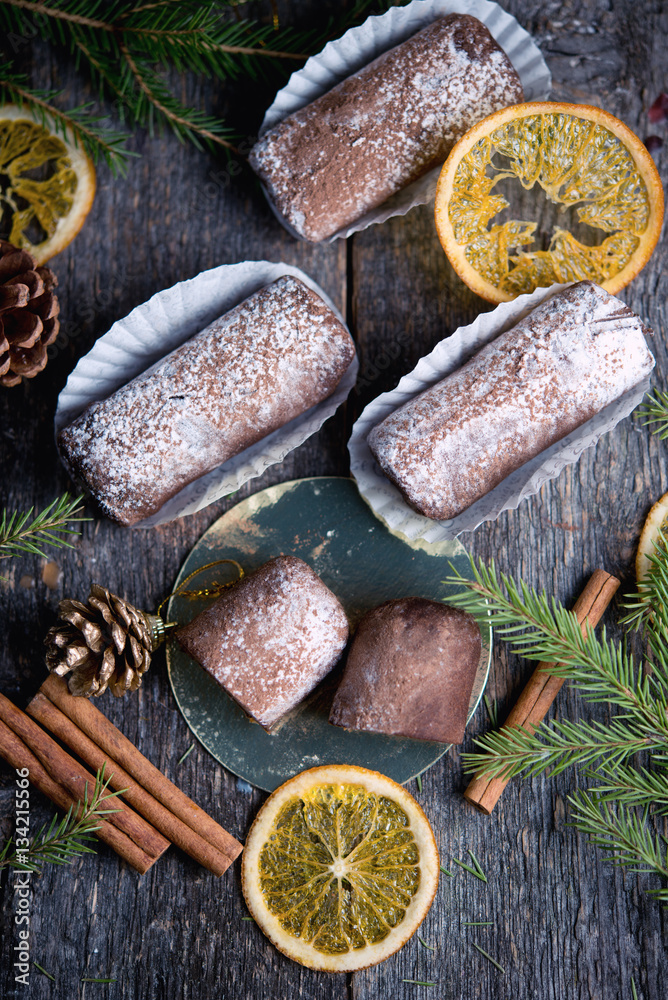 Chocolate cake potato by a holiday New Year
Chocolate cake potato by a holiday New Year
