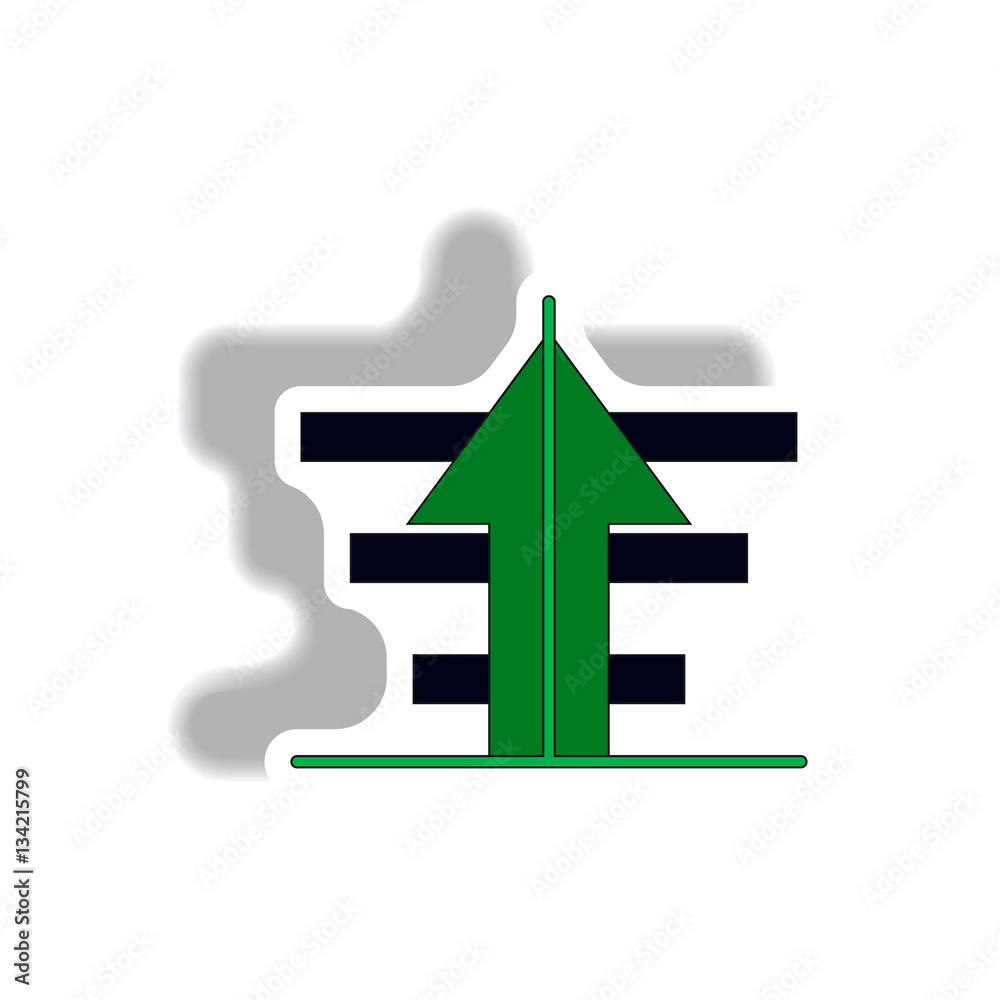 bar graph with rising arrow Vector illustration in paper sticker style of growing arrow bar graph with rising arrow Vector illustration in paper sticker style of growing arrow