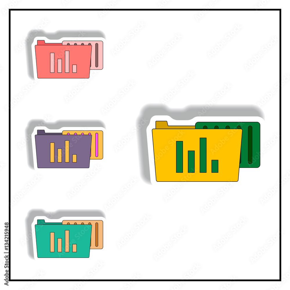 infographic on folder and blank Vector illustration collection in paper sticker style of statistic file and folder infographic on folder and blank Vector illustration collection in paper sticker style of statistic file and folder