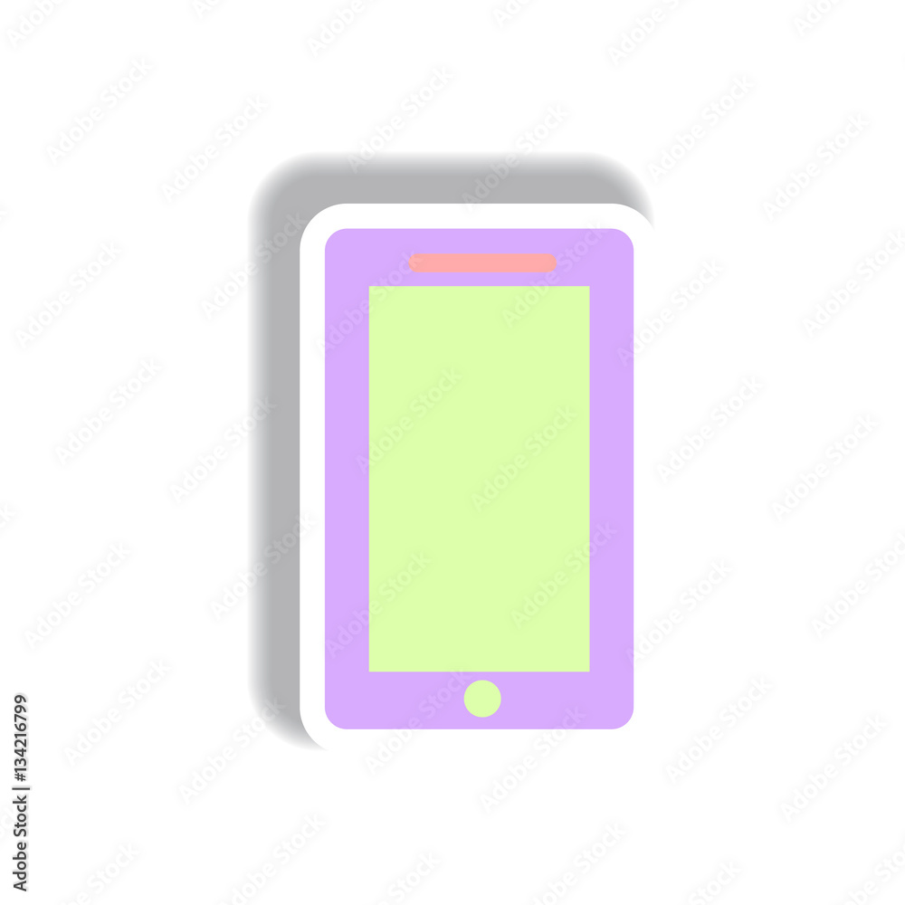 Vector illustration in paper sticker style phone Vector illustration in paper sticker style phone