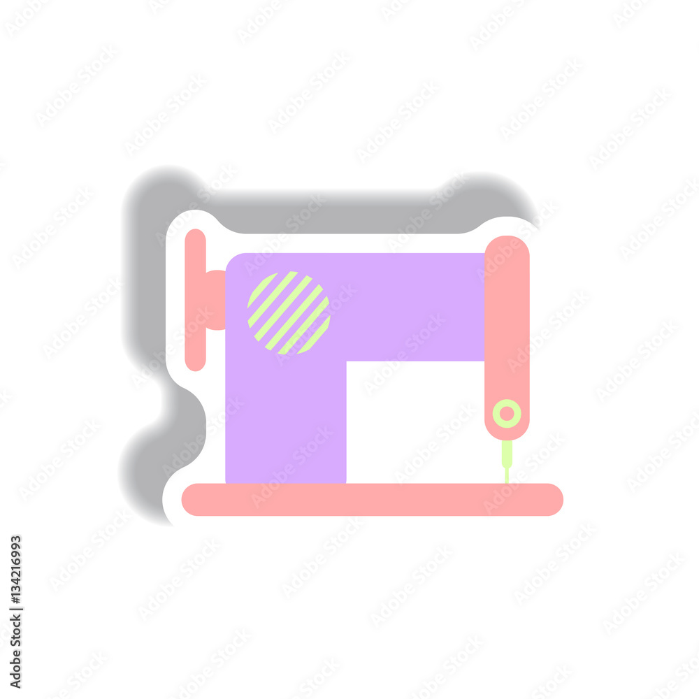 Vector illustration in paper sticker style retro sewing machine Vector illustration in paper sticker style retro sewing machine
