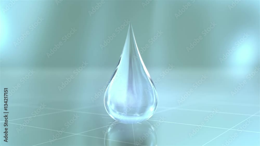 Waterdrop splash. Two animations of falling water drops on the mirrored ground. Animation created in super slow motion.